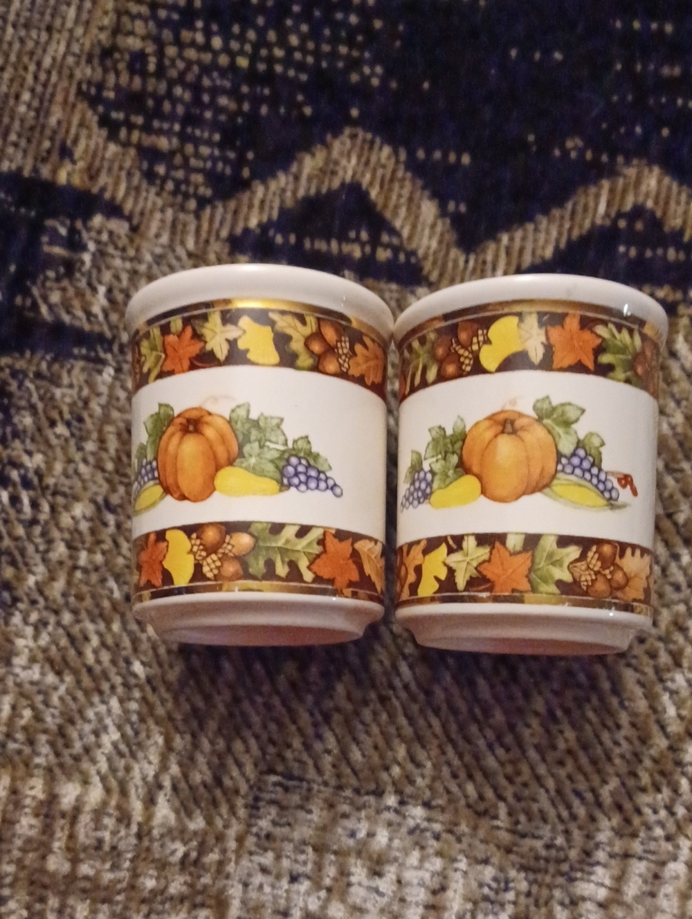 4/$40 Autumn Harvest Ceramic Tealight Or Candle Holders - Set Of 2